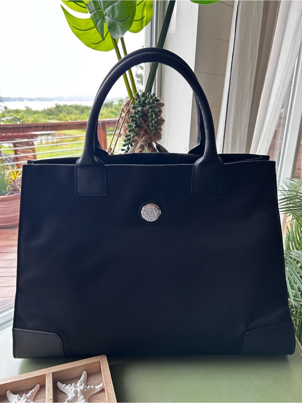 Joy Pacaro Black Waterproof Tote Bag Large Work Office Organizer Handbag
